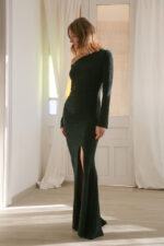 svecana maxi haljina dugih rukava od svetlucave likre