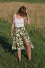 lanena suknja na preklop ZUMO fashion cvetni dezen