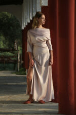 roze maksi elegantna satenska suknja za punije a kroja ZUMO po meri